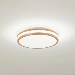 Loftlamper|Pendellamper ^ Lindby LED-loftlampe Emiva, Ø 39,5 cm, CCT, træ