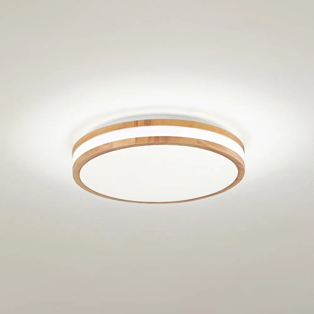 Loftlamper|Pendellamper ^ Lindby LED-loftlampe Emiva, Ø 39,5 cm, CCT, træ