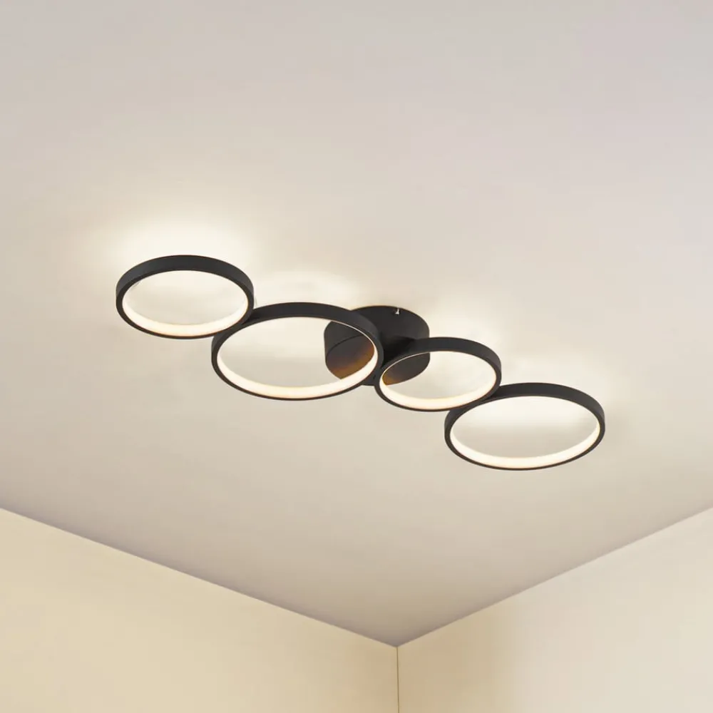 Lindby Loftlamper|Pendellamper > LED-loftlampe Evengeline, sort, aluminium, 88 cm
