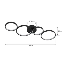 Lindby Loftlamper|Pendellamper > LED-loftlampe Evengeline, sort, aluminium, 88 cm