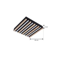 Lindby Gang|Loftlamper > LED-loftlampe Firka, hvid, træ, 42 cm, CCT, dæmpbar.