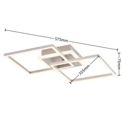 Arbejdsrum/Kontor|Loftlamper ^ Lindby LED-loftlampe Fjardo, kantet, sølv, CCT, fjernbetjening
