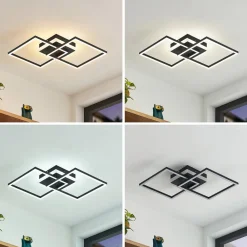 Lindby Arbejdsrum/Kontor|Loftlamper > LED-loftlampe Fjardo, kantet, sort, CCT, fjernbetjening