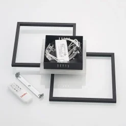 Lindby Arbejdsrum/Kontor|Loftlamper > LED-loftlampe Fjardo, kantet, sort, CCT, fjernbetjening