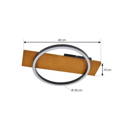 Lindby Gang|Loftlamper > LED-loftlampe Galad, sort, træ, 30 cm, dæmpbar