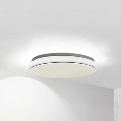 Lindby Gang|Loftlamper > LED-loftlampe Glamo, Ø 39 cm, krom, hvid, IP44