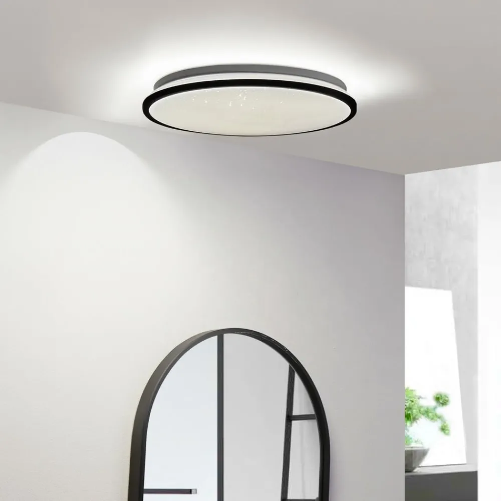 Lindby Loftlamper|Loftlamper > LED-loftlampe Glane, Ø 38 cm, sort/hvid, IP44