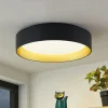 Gang|Loftlamper ^ Lindby LED-loftlampe Gracjan, sort, metal, CCT, Ø45cm