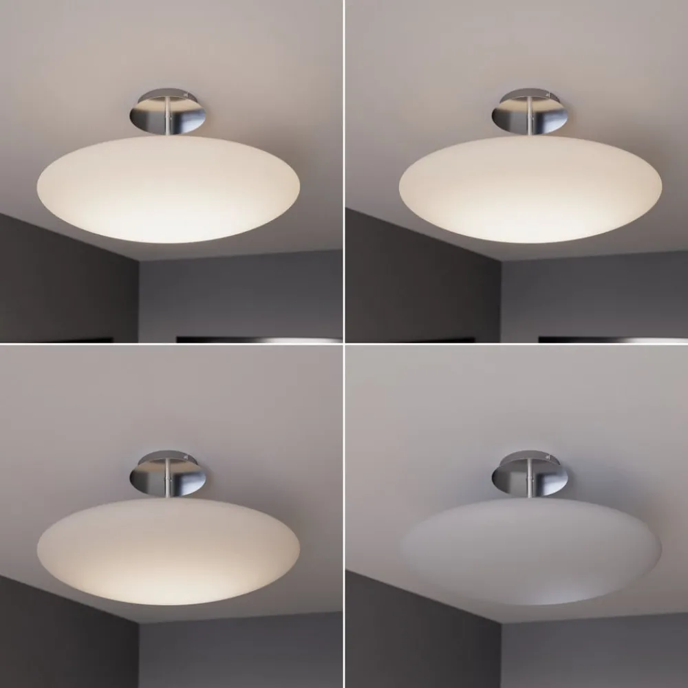 Pendellamper|Loftlamper ^ Lindby LED-loftlampe Gunda, hvid, glas, Ø 48 cm, dæmpbar