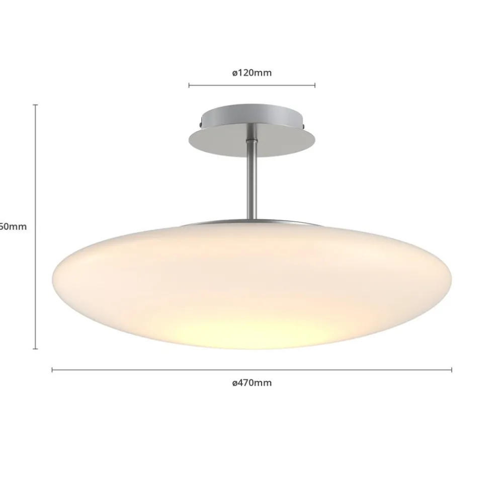 Pendellamper|Loftlamper ^ Lindby LED-loftlampe Gunda, hvid, glas, Ø 48 cm, dæmpbar