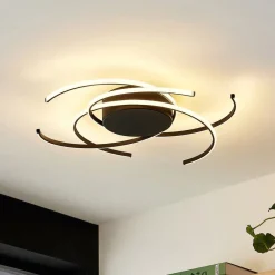 Lindby Loftlamper|Loftlamper > LED-loftlampe, Hamza, Ø 49 cm, sort, aluminium
