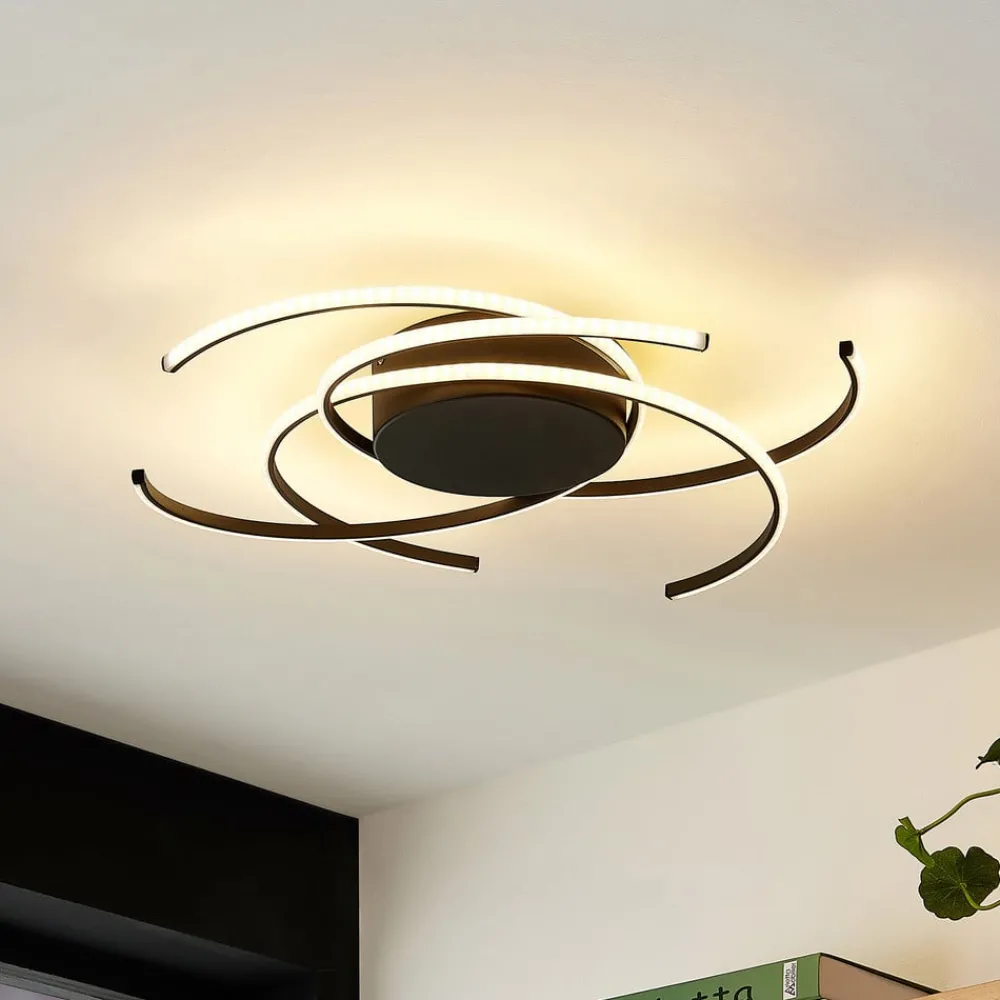 Lindby Loftlamper|Loftlamper > LED-loftlampe, Hamza, Ø 49 cm, sort, aluminium