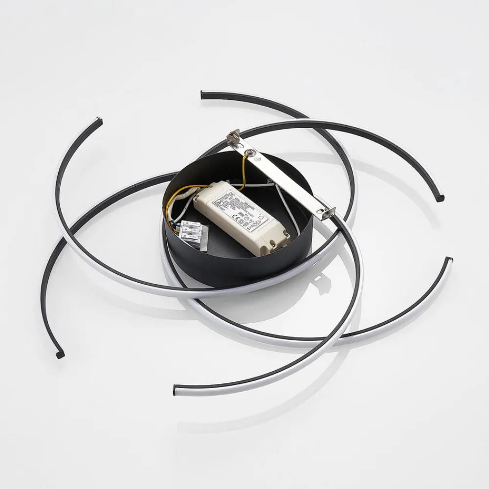 Lindby Loftlamper|Loftlamper > LED-loftlampe, Hamza, Ø 49 cm, sort, aluminium