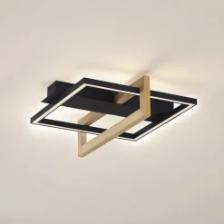 Lindby Gang|Loftlamper > LED-loftlampe Holamu, 46 cm, sort, træ, metal
