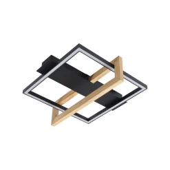Lindby Gang|Loftlamper > LED-loftlampe Holamu, 46 cm, sort, træ, metal