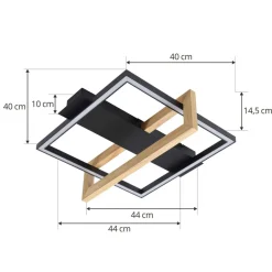 Lindby Gang|Loftlamper > LED-loftlampe Holamu, 46 cm, sort, træ, metal