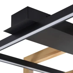 Lindby Gang|Loftlamper > LED-loftlampe Holamu, 46 cm, sort, træ, metal