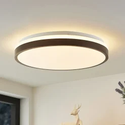 Lindby Gang|Loftlamper > LED-loftlampe Hudsona, Ø 49 cm, træ, brun