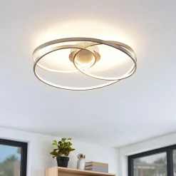 Gang|Loftlamper ^ Lindby LED-loftlampe Joline, Ø 60 cm, nikkelfarvet, metal