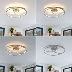 Gang|Loftlamper ^ Lindby LED-loftlampe Joline, Ø 60 cm, nikkelfarvet, metal