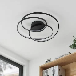 Lindby Gang|Loftlamper > LED-loftlampe Kateryna, sort, Ø 60 cm, dæmpbar