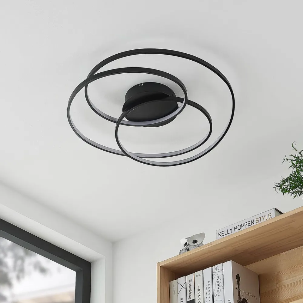Lindby Gang|Loftlamper > LED-loftlampe Kateryna, sort, Ø 60 cm, dæmpbar