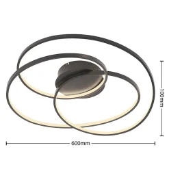 Lindby Gang|Loftlamper > LED-loftlampe Kateryna, sort, Ø 60 cm, dæmpbar