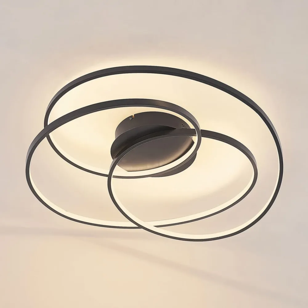 Lindby Gang|Loftlamper > LED-loftlampe Kateryna, sort, Ø 60 cm, dæmpbar