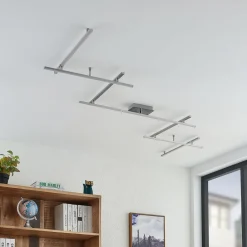 Loftlamper|Loftlamper ^ Lindby LED-loftlampe Kerem, 345 cm, nikkelfarvet, metal