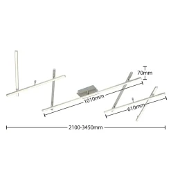 Loftlamper|Loftlamper ^ Lindby LED-loftlampe Kerem, 345 cm, nikkelfarvet, metal