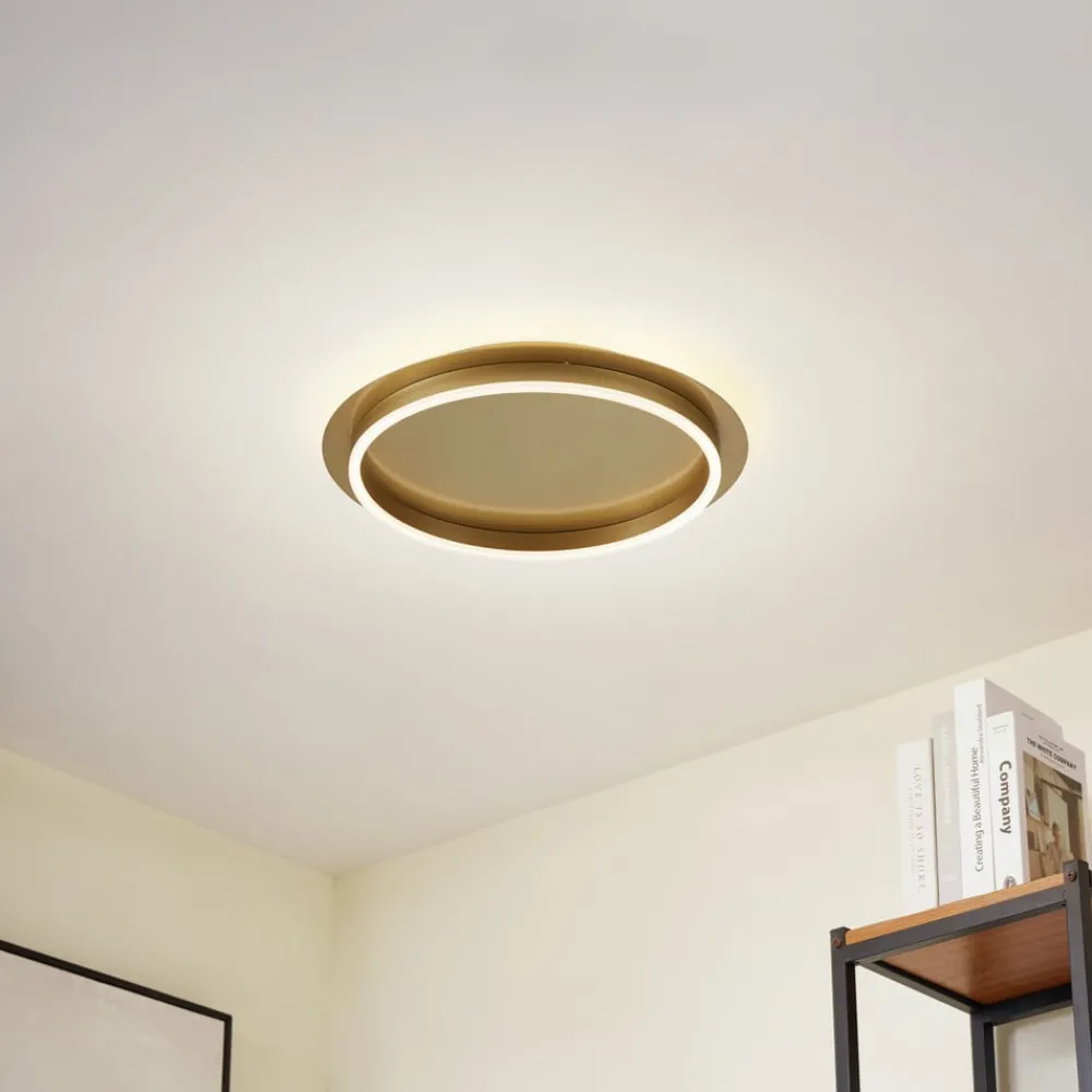 Lindby Gang|Loftlamper > LED-loftlampe Kunis, guld, plast, Ø 46 cm
