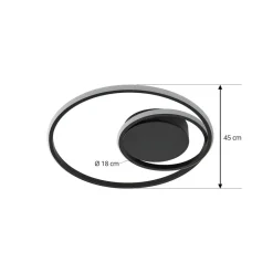 Gang|Loftlamper ^ Lindby LED-loftlampe Kyron, sort, aluminium, dæmpbar, Ø45cm