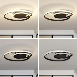 Gang|Loftlamper ^ Lindby LED-loftlampe Kyron, sort, aluminium, dæmpbar, Ø45cm