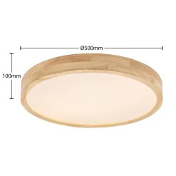 Lindby Gang|Loftlamper > LED-loftlampe Lanira, Ø 50 cm, træ, fjernbetjening, CCT