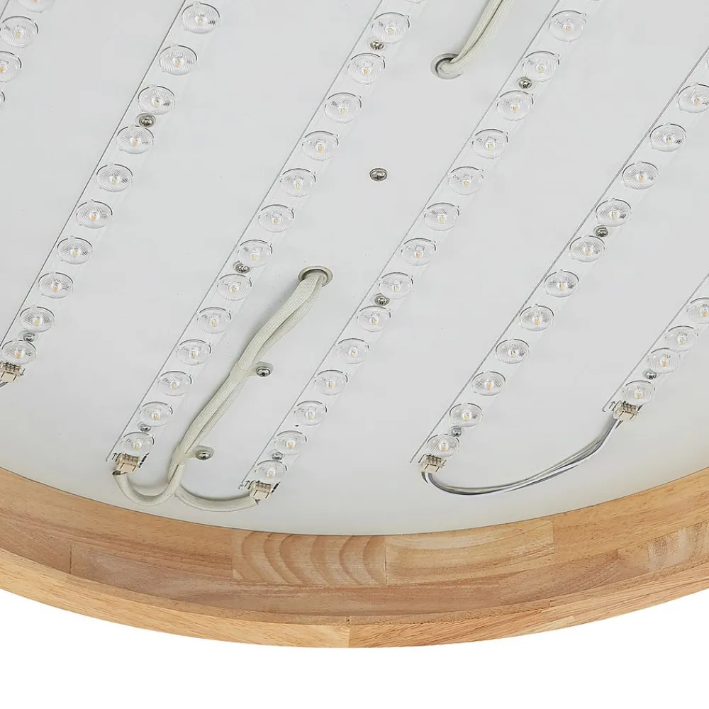 Gang|Loftlamper ^ Lindby LED-loftlampe Lanira, Ø 60 cm, træ, fjernbetjening, CCT
