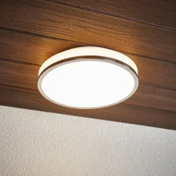 Loftlamper ^ Lindby LED-loftlampe Lyss, Ø 28 cm, kromfarvet, IP44