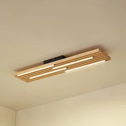 Lindby Loftlamper|Pendellamper > LED-loftlampe Madero, fyrretræ, 90 cm x 20 cm