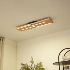 Lindby Loftlamper|Pendellamper > LED-loftlampe Madero, fyrretræ, 90 cm x 20 cm