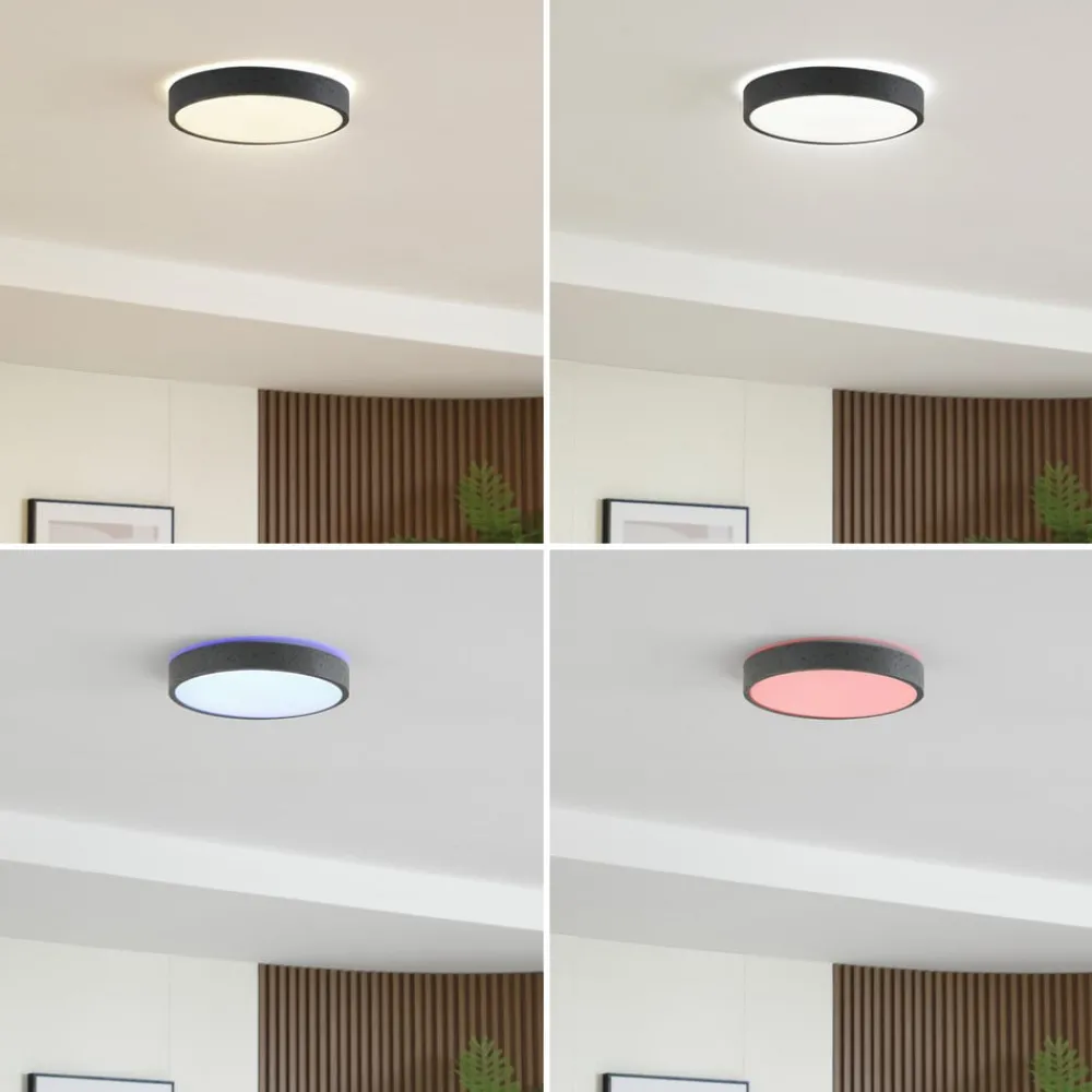 Lindby Loftlamper|Loftlamper > LED-loftlampe Manala, betongrå, RGB, CCT, fjernbetjening