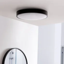 Lindby Gang|Loftlamper > LED-loftlampe Medon, Ø 38 cm, sort, IP44, metal