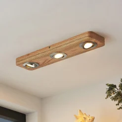 Lindby Loftlamper|Loftlamper > LED-loftlampe Mikari, 48 cm, træ, drejelig