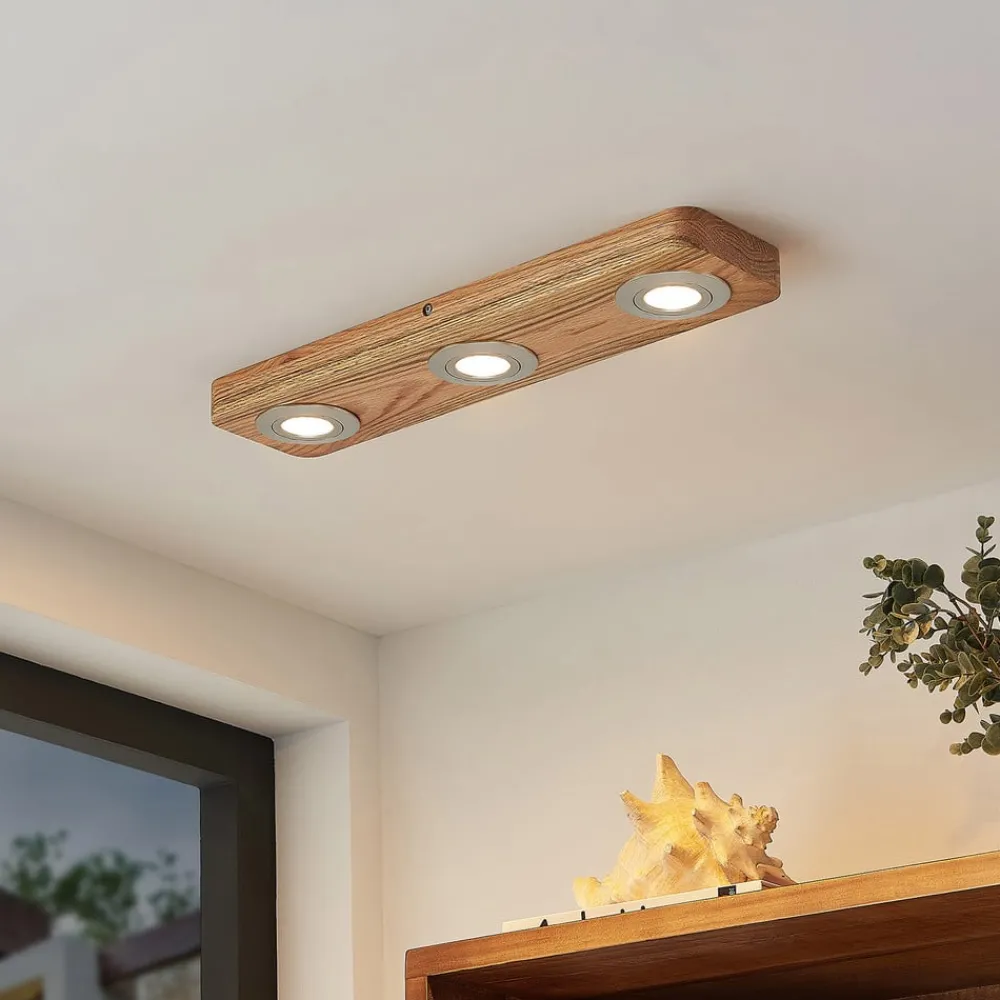 Lindby Loftlamper|Loftlamper > LED-loftlampe Mikari, 48 cm, træ, drejelig