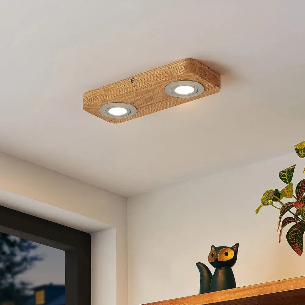 Lindby Loftlamper|Loftlamper > LED-loftlampe Mikari, 30 cm, træ, drejelig