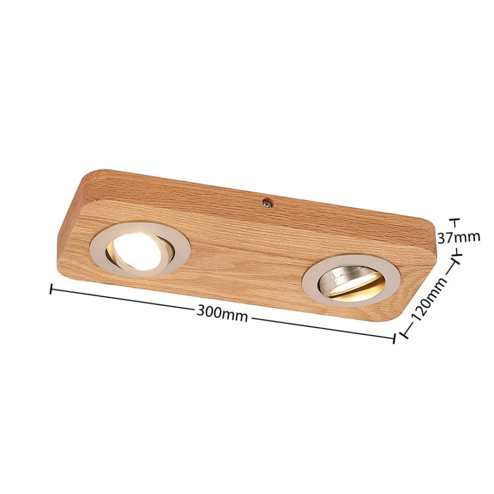 Lindby Loftlamper|Loftlamper > LED-loftlampe Mikari, 30 cm, træ, drejelig