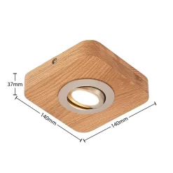Loftlamper|Spotlights ^ Lindby LED-loftlampe Mikari, 14 cm, træ, drejelig