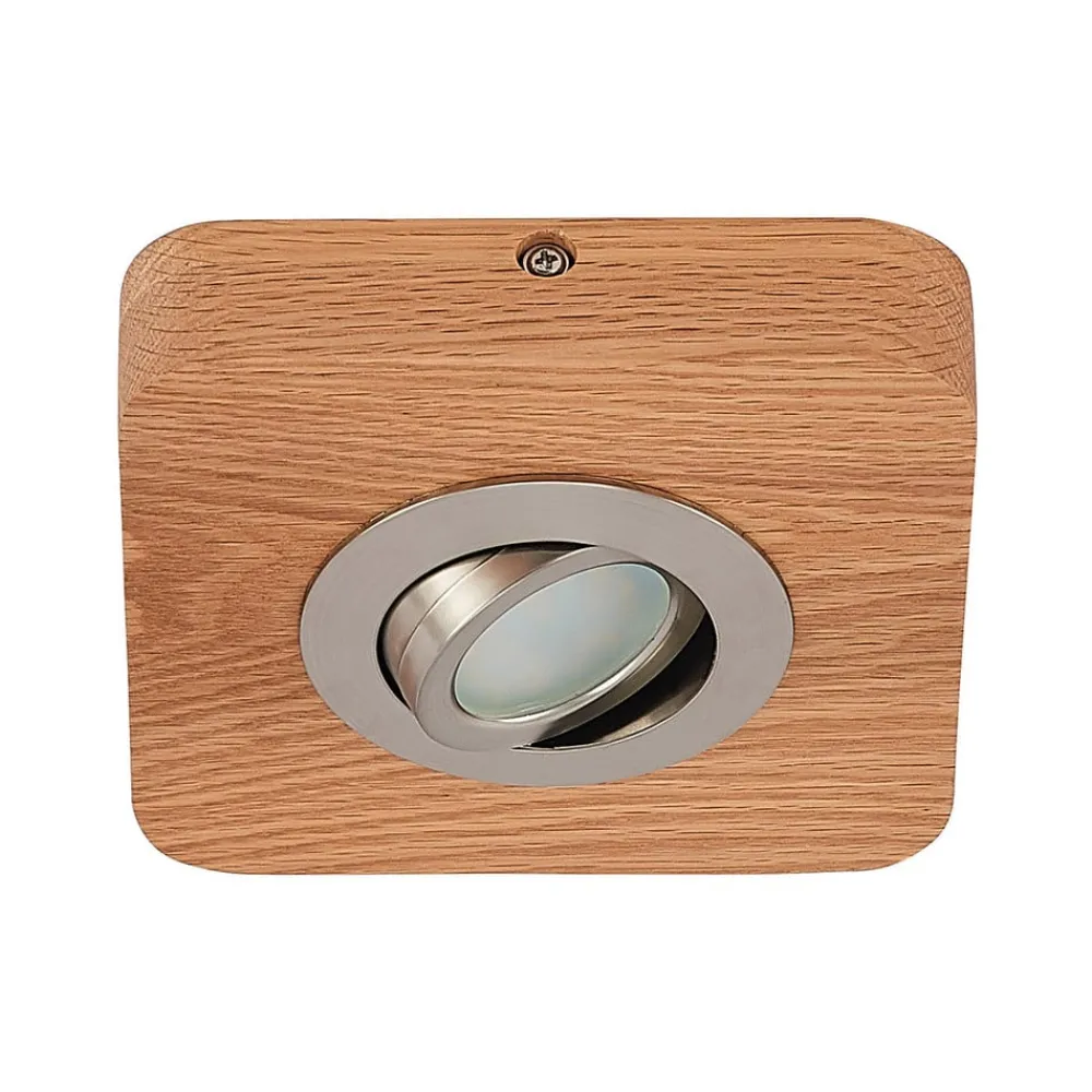 Loftlamper|Spotlights ^ Lindby LED-loftlampe Mikari, 14 cm, træ, drejelig