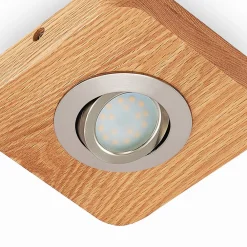 Loftlamper|Spotlights ^ Lindby LED-loftlampe Mikari, 14 cm, træ, drejelig