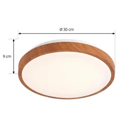 Lindby Loftlamper|Pendellamper > LED-loftlampe Mynte, Ø30cm, trælook, plast