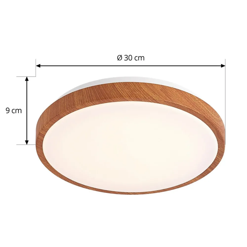 Lindby Loftlamper|Pendellamper > LED-loftlampe Mynte, Ø30cm, trælook, plast