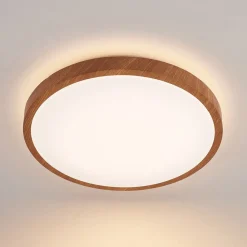 Loftlamper|Pendellamper ^ Lindby LED-loftlampe Mynte, Ø42cm, trælook, plast